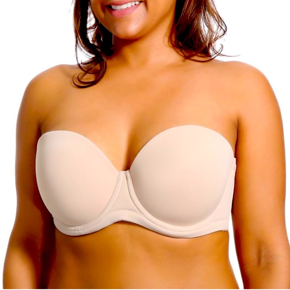 Delimira Size 36H Rose White Nude Sleek Strapless Bra Padded Underwire Push Up